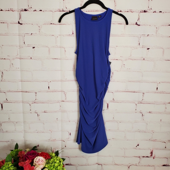 Free Press Side Ruched Tank Knit Mini Dress Blue S - Picture 7 of 8